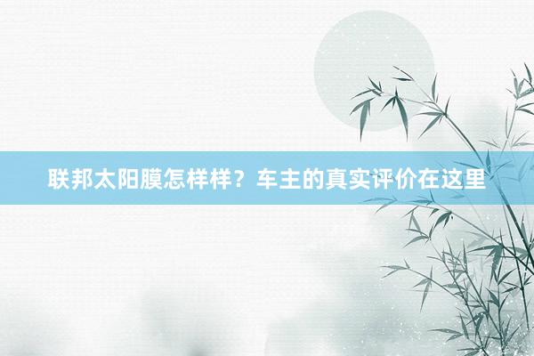 联邦太阳膜怎样样？车主的真实评价在这里